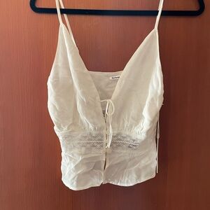 Reformation white Lace Trim Cami Top NWT